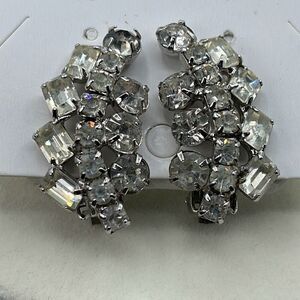 Vintage cut glass climber earrings with clip backs